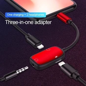 3 v 1 Audio Adaptér pre nabíjanie, Slúchadlá Kábel Pre iPhone XS X 7 8 plus Aux Konektor náhlavná súprava Pre 8 Pin 3,5 mm Pre Slúchadlá splitter