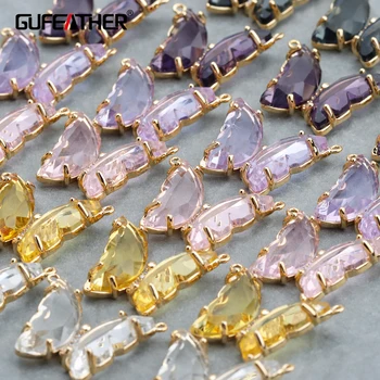 GUFEATHER M737,šperky, doplnky,18k zlatom,0.3 mikrónov,diy sklenené prívesky,motýľ tvar,prívesky,diy náušnice,6pcs/veľa