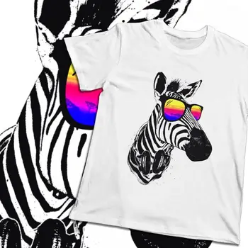 Kolo Golier Pohode Zebra Roztomilý Zvierat Krátky Rukáv Bežné Muž Bavlna La Camiseta Doprava Zadarmo