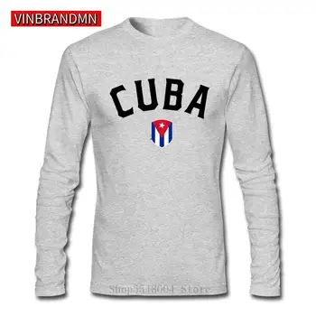 Vintage Tees Retro Mužov Kuba Vlajka Tee Tričko Streetwear Lumbálna Dlhý Rukáv Tlačené Písmeno Fidel Castro Kubánska Vlajka Módne Oblečenie