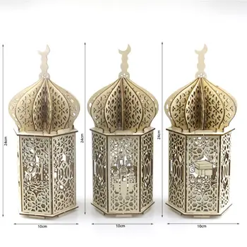 Moslimské Festival Svetla Ramadánu Eid Mubarak Drevené Dekorácie LED Lampa Palác Maják Islam Strana Dodávky