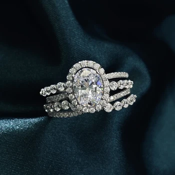 OEVAS 925 Sterling Silver Iskrenie Oválne Vysokým počtom atómov Uhlíka Diamant Snubné Prstene Pre Ženy Zapojenie Strany Jemné Šperky Veľkoobchod