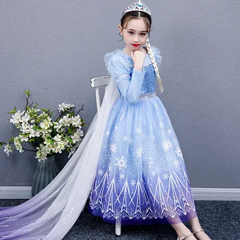 Disney Elsa Dlhý Rukáv Jeseň Zima 2020 Nové Mrazené 2 Elsa Princezná Šaty Halloween Dievčatá, Deti Šaty Dievča Jeseň Oblečenie Šaty