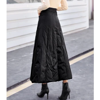 Plus Veľkosti 4XL Kačica Nadol Zimné Maxi Sukne Dámske Čierna Vintage 2020 Vysoký Pás Oblečenie Príležitostné Voľné Dlhé Sukne pre Ženy