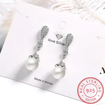 925 sterling silver Pearl Šperky prírodné sladkovodné perly drop náušnice pre ženy Silver Visieť Náušnice