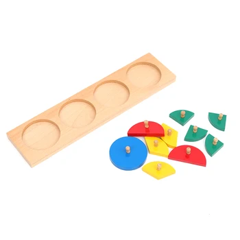 Matematika Hračka Drevené Puzzle pre Deti Montessori Materiálmi Predškolského Skoro Vzdelávacie Cut-Out Zlomok Kruhy Darček pre 1-4 Rokov