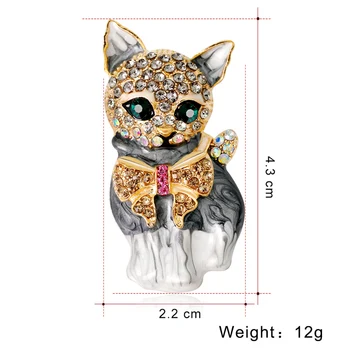 Mačky, Pet Smalt Kolíky a Brošne pre Ženy Luk Dekorácie Zvierat Šperky Rakúskeho Kryštálu Mačiatko Brošňa Pin Drahokamu Breastpin