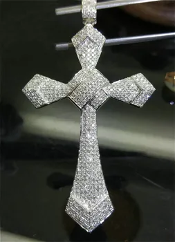 2020 Micro Pave Diamond cz Cross Prívesok 925 Sterling Silver Strán, Svadby, Prívesky, Náhrdelníky Pre Ženy, mužov moissanite Šperky