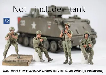 Nevyfarbené Auta 1/35 americkej Armády vojakov Posádky vo Vojne vo Vietname obrázok Historické Živice Obrázok miniatúrne garáž auta