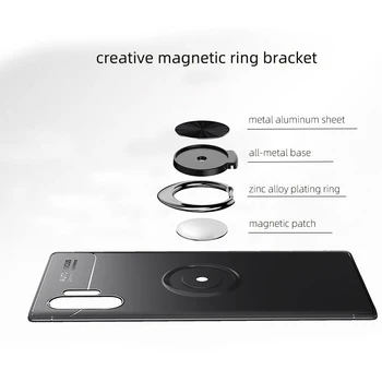 Pre Samsung Poznámku 10 Plus Kovové Neviditeľné Krúžok Držiak Tpu Puzdro Pre Samsung Galaxy Note 8 Poznámka 9 Magnetické Absorpcie Prípade