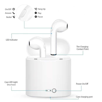 I7s tws Bezdrôtové Slúchadlá, kvalitný zvuk v uchu Slúchadlá Bezdrôtové Bluetooth Slúchadlá Plnenie box Pre Redmi Huawei Iphone Xiao