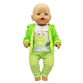 Zelený Oblek Doll Oblečenie vhodné 17 palcové 43 cm Bábiky Oblečenie Narodené Dieťa Oblek Pre Dieťa Narodeniny Festival Darček
