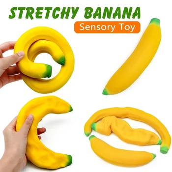 Tvárny Banán Zmyslové Hračka Prebiť odbúranie Stresu Hračky, Fidget Hračky pre Deti a Dospelých Popruhy Prívesok Squeeze Stres