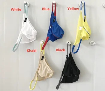 Pánske sexy nízka-v strede zúžený kontrast farieb nohavičky s ľadom hodváb vyčnievajúce priesvitné stereoskopické taška
