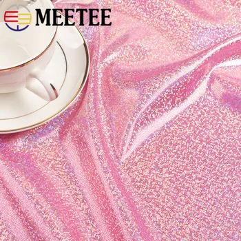 Meetee 100/200 cm 150 cm Laserové Farebné Bronzový Sequin Oka Textílie DIY Pozadí Fáze Oblečenie Tašky Party Dekor Šijací Materiál