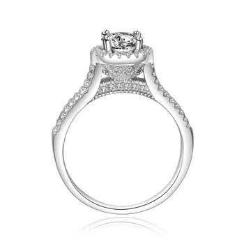 YANHUI 1 Karát Lab Diamantový Zásnubný Prsteň Dvojradu (Kubický Zirkón 925 Striebro Prstene Výročie Snubné Prstene Striebro 925 Šperky