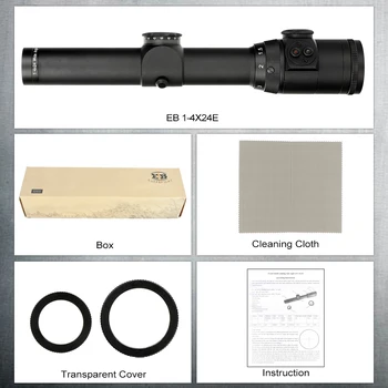 EB 1-4X24E FFP Kompaktný Lov Riflescopes Prvý Ohniskovej Rovine Taktické Sklo Reticle Červená Zelená Osvetlenie Pohľad Puška Rozsah