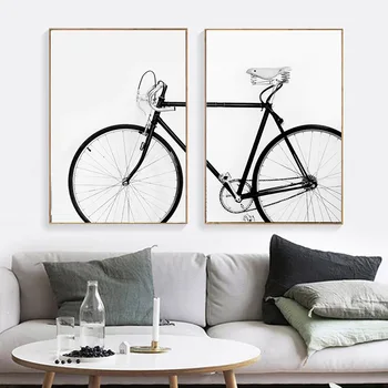 Moderný Jednoduchý Požičovňa Wall Art Čierna Biela Bicykli Plátno Maľovaní Plagátov a Vytlačí Zavesiť Maľovanie, Spálne, Obývacej Miestnosti Dekorácie
