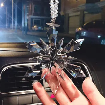 Auto Ozdoby Crystal Snowflake Tvorivé Vianočné Ozdoby Romantickom Štýle Auto Spätné Zrkadlo Prívesok 2020