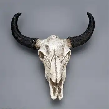 Živica Longhorn Krava Lebka Hlavy Nástenné Závesné dekorácie 3D Zvierat Voľne žijúcich živočíchov Socha Figúrky Remesiel Rohy pre Home Decor