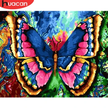 HUACAN olejomaľba Farebný Motýľ Zvierat Ručne Maľované Akryl Na Plátne, DIY Obrázok Podľa Čísla Wall Art Darček Domova