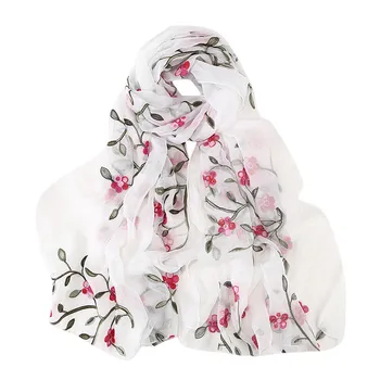 KANCOOLD zimné femme hodvábny šifón foulard femme šatku ženy Výšivky Hidžáb Zábal Šály, Čelenky Moslimských Hijabs závoj PSEPO4