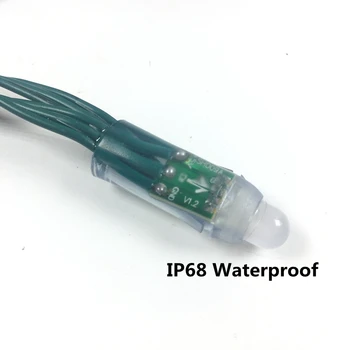 50pcs WS2811 IC RGB Led Modul String DC5V DC12V 12 mm Zelený drôt, Vodotesný IP68 Digitálny Full Farebné LED Pixel Svetlo