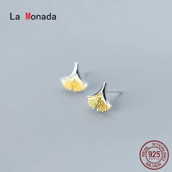 La Monada Ženy Stud Náušnice kórejský 925 Sterling Silver Šperky Pre Ženy Šperky Zlaté Marhuľový Leaf dámske Štýlové Náušnice
