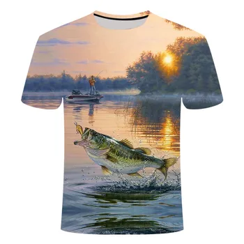 2020 Nové Módne Mužov tričko 3D Print t shirt Nové kapor Módne Zvierat Rybárske Umenie tričko tees šortky rukávom Unisex Oblečenie