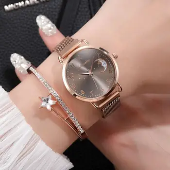 Luxusné Ženy Zliatiny Magnet Sledovať Módne Dámske Náramkové Hodinky Quartz Bežné Ženské Náramok Hodiniek Reloj Mujer Hodiny Drop Shipping
