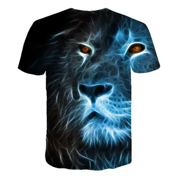 Horúce letné pánske t-shirt O-krku-krátke rukávy oblečenia zvierat lev 3D vytlačené T-shirt veľké veľkosť pánske T-shirt s-6xl