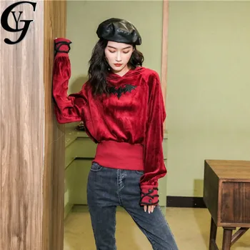 Harajuku Kawaii Zviera Tlače Hoodie Ženy Hoody 2020 Elegantné Ulzzang Červená Vianočné Dámy Mikina Módne Štíhly Pás Vytiahnite Femme