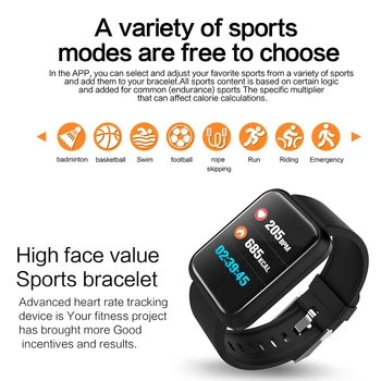 Náramok Smart Hodinky Vodotesný IP67 Farebné Obrazovky Zdravotnej Starostlivosti Kalórie Monitor Smart Náramok Športové SmartWatch Bluetooth