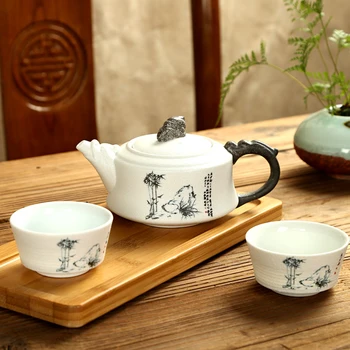 Vynikajúci Čaj Nastavenie Ge Pece,Kung fu čaj nastaviť pre Puer čaj,Cestovné Keramické Čaj Nastaviť,Jednu kanvicu 170 ml & dvoch šálok 35ml