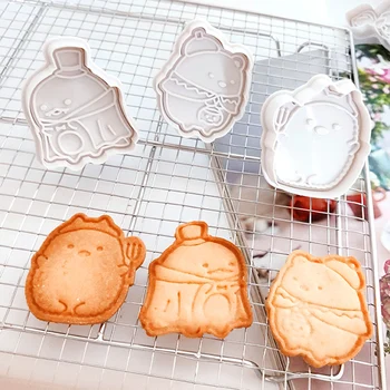 3KS/Súbor Cookie Pečenie Formy Halloween Vianoce Jar Plastové Biscuit Rezanie DIY Kuchyňa Cake Zdobenie Nástroje