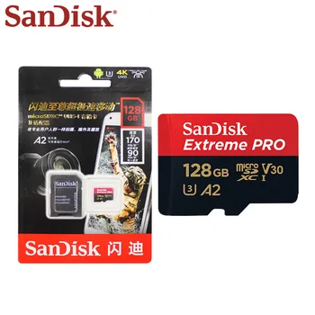SanDisk Micro SD 16GB 32GB A1 MicroSDHC Pamäťovú Kartu 64GB 128 gb kapacitou 256 GB 400GB MicroSDXC EXTREME PRO V30 U3 A2 4K UHD TF Karty