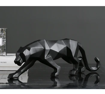 Farba Moderné Abstraktné Čierna Biela Geometrické Leopard Socha Ploche Živice Panther Remesiel Socha Dekor Zvierat Figúrka