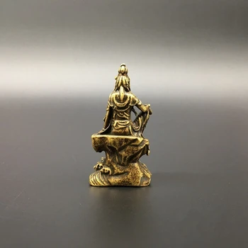 Zbierka Čínskeho Mosadz Vyrezávané Guan Yin Kwan-yin Bódhisattva Sochu Budhu Nádherné Malé Sochy
