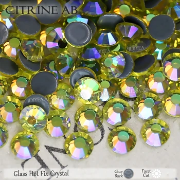 Citrine AB rýchlu opravu flatback kamienkami sklo, vyšívanie, crystal DIY glitters kamienkami diamond žehlička na tkaniny tkaniny odevu, kostýmu