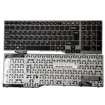 GZEELE anglický Nový Notebook, klávesnica pre Fujitsu Lifebook E753 E754 E756 notebook Strieborný Rám