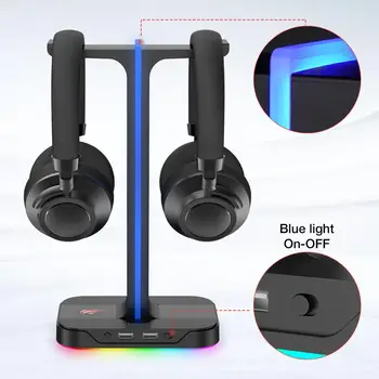 Havit pre Slúchadlá, Stand Stereo Slúchadlá s RGB Podsvietenie Pre PC Gamer Headset-Držiteľ Non-slip Base 2 USB Slúchadlá Vešiak