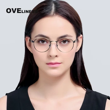 Módne Retro Okrúhle Okuliare, Rám pre Ženy Optické dámske okuliare rámy Krátkozrakosť, Predpis okuliarov, Vintage Kovové okuliare