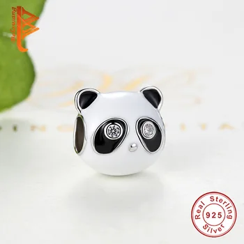 Veľkoobchod Krásne Zviera Pôvab 925 Sterling Silver Panda Smalt Crystal Fit Pôvodné Pandora Náramok Špeciálne Príslušenstvo Šperky