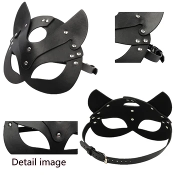 Dospelé Sexuálne Produkty SM Sex, bdsm Hračky Ženy Kožené Očná Maska a Golier Catwoman Cosplay Maska pre Dospelých Hry Maškaráda Strany Masku na Tvár