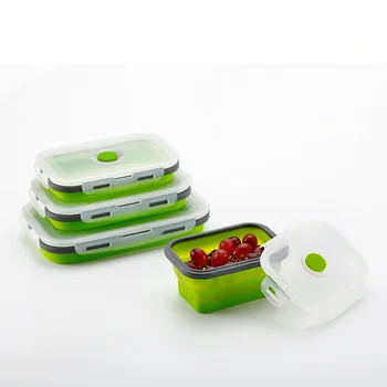 Eco Silikónové Skladacie Meak Auta Lunch Box Domov Bento Lunch Box Na Uskladnenie Potravín Kontajner Mikrovlnnej Rúre