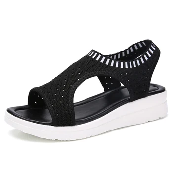 2020 Ženy Módne Sandále Priedušný Komfort Nakupovanie Dámy Sandále Letné Topánky klin Čierna Biela Obuv Sandal