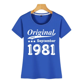 Topy T Shirt Ženy originál od septembra 1981 Módne Biela Tlač Žena Tričko