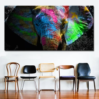 RELIABLI Farebné Slon Maľby Zvierat, Plagát, olejomaľba Na Plátno na Stenu Umenie Miestnosti Dekorácie Obrázok Pre Hoom Č RÁM