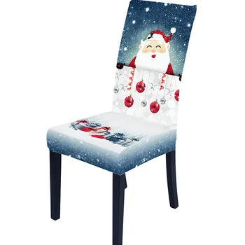 Vianočné Stoličky Kryt Vymeniteľné Polyester Stretch Poťahy Sedadiel Poťahy Pre Jedáleň Vianočné Banquet Dekor 1pc