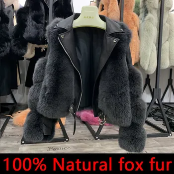 Módne Luxusné Fox kožuchy S Originálnym Ovčej Kože Wholeskin Prírodné Fox Kožušiny Bunda Outwear Ženy Nového Roku 2020 Zimný kabát